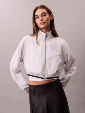 Jachetă sport cropped, țesută, cu croială lejeră