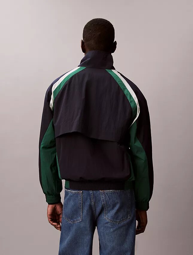 Jachetă sport din nailon cu blocuri de culoare Jachetă sport din nailon cu blocuri de culoare