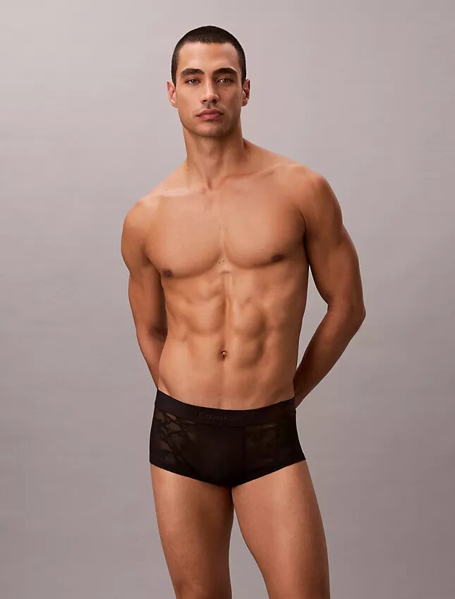 Low Rise Trunk din microfibră cu dantelă Low Rise Trunk din microfibră cu dantelă