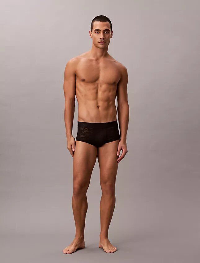 Low Rise Trunk din microfibră cu dantelă Low Rise Trunk din microfibră cu dantelă