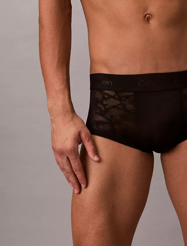 Low Rise Trunk din microfibră cu dantelă Low Rise Trunk din microfibră cu dantelă