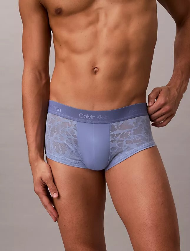 Low Rise Trunk din microfibră cu dantelă Low Rise Trunk din microfibră cu dantelă