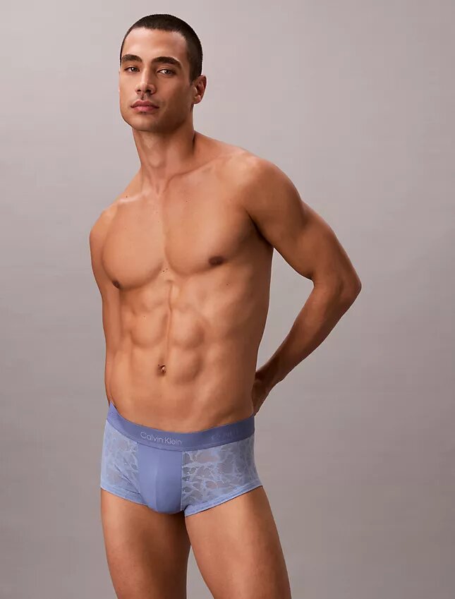 Low Rise Trunk din microfibră cu dantelă Low Rise Trunk din microfibră cu dantelă