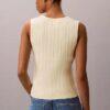 Maiou cu guler în V din tricot cu nervuri Maiou cu guler în V din tricot cu nervuri