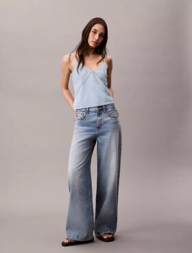 Maiou din denim din amestec de bumbac și in
