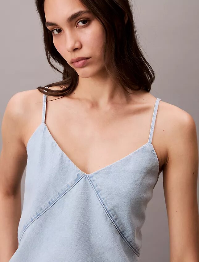 Maiou din denim din amestec de bumbac și in Maiou din denim din amestec de bumbac și in