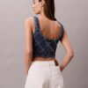 Maiou scurt din denim cu monogramă pe toată suprafața Maiou scurt din denim cu monogramă pe toată suprafața