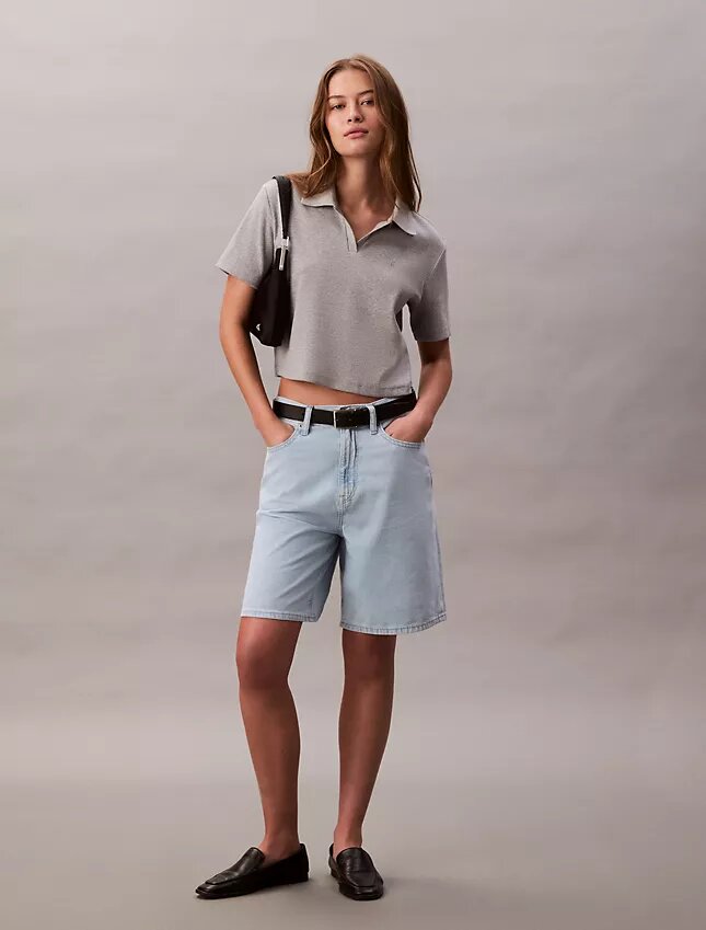 Șorturi bermuda din Denim relaxat, amestec de in Șorturi bermuda din Denim relaxat, amestec de in