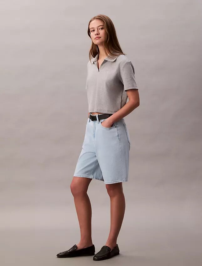 Șorturi bermuda din Denim relaxat, amestec de in Șorturi bermuda din Denim relaxat, amestec de in
