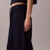 Pantaloni cargo din bumbac și lyocell, cu talie elastică Pantaloni cargo din bumbac și lyocell, cu talie elastică