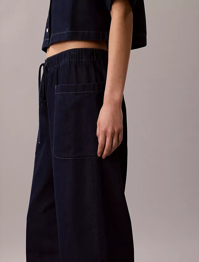 Pantaloni cargo din bumbac și lyocell, cu talie elastică Pantaloni cargo din bumbac și lyocell, cu talie elastică