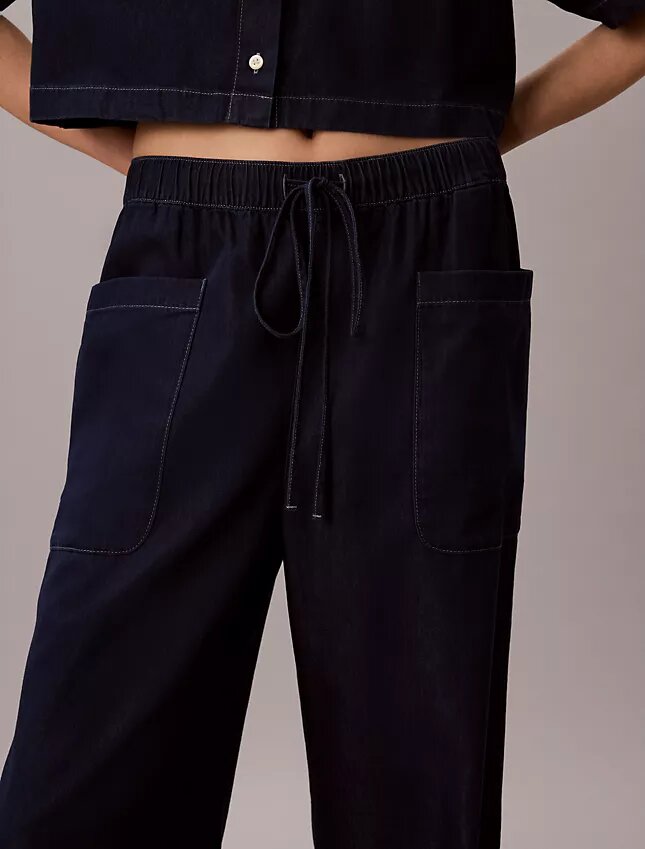 Pantaloni cargo din bumbac și lyocell, cu talie elastică Pantaloni cargo din bumbac și lyocell, cu talie elastică