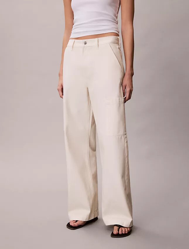 Pantaloni cargo din denim cu croială lejeră Pantaloni cargo din denim cu croială lejeră