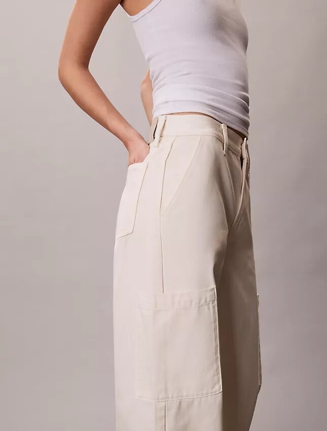 Pantaloni cargo din denim cu croială lejeră Pantaloni cargo din denim cu croială lejeră
