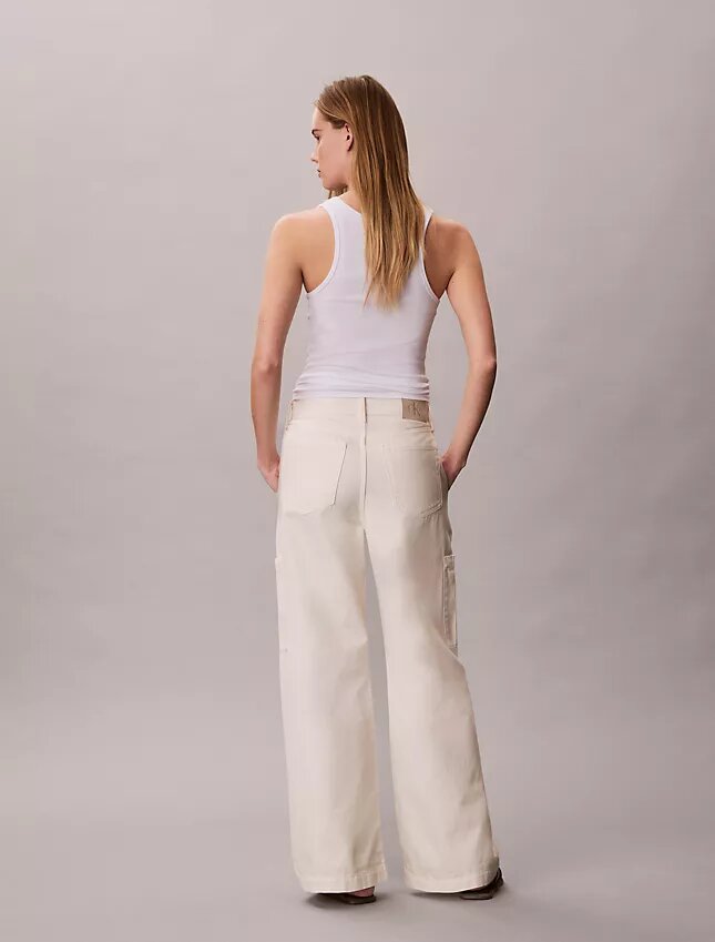Pantaloni cargo din denim cu croială lejeră Pantaloni cargo din denim cu croială lejeră