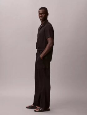 Pantaloni cargo drepți, lejer, din in și bumbac