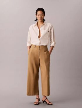 Pantaloni chino croiți, cu picior larg