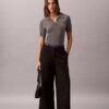 Pantaloni chino croiți, cu picior larg Pantaloni chino croiți, cu picior larg