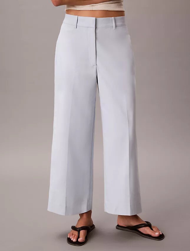 Pantaloni chino croiți, cu picior larg Pantaloni chino croiți, cu picior larg
