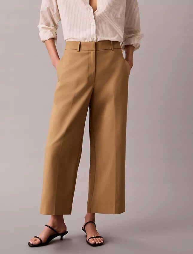 Pantaloni chino croiți, cu picior larg Pantaloni chino croiți, cu picior larg