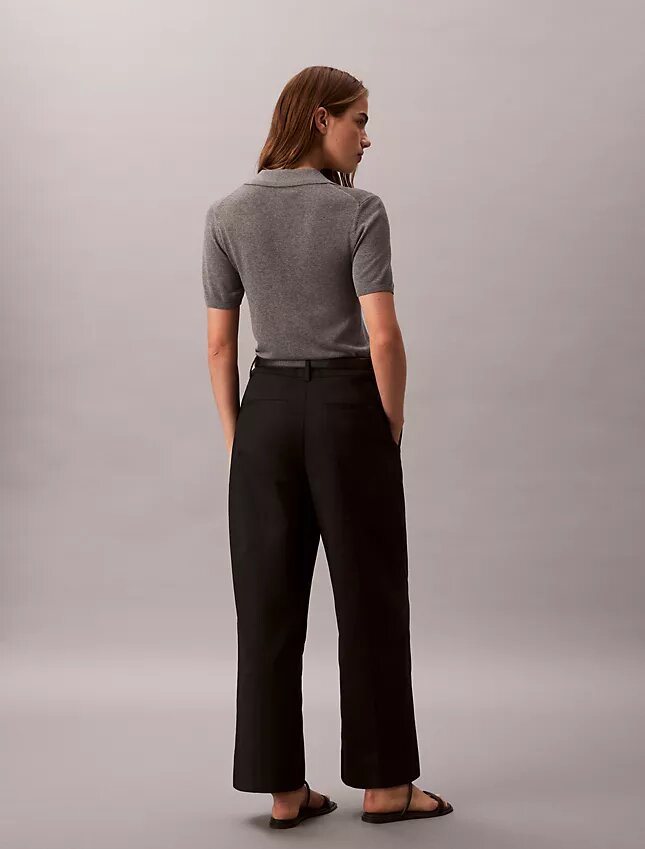 Pantaloni chino croiți, cu picior larg Pantaloni chino croiți, cu picior larg