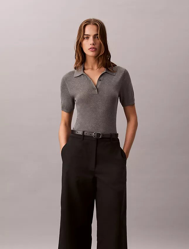 Pantaloni chino croiți, cu picior larg Pantaloni chino croiți, cu picior larg