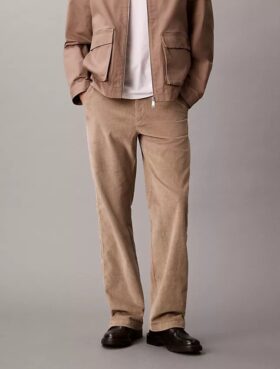 Pantaloni chino din velur cu croi drept, în stilul anilor ’90