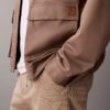 Pantaloni chino din velur cu croi drept, în stilul anilor ’90
