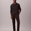 Pantaloni chino slim conici din satin de bumbac Pantaloni chino slim conici din satin de bumbac