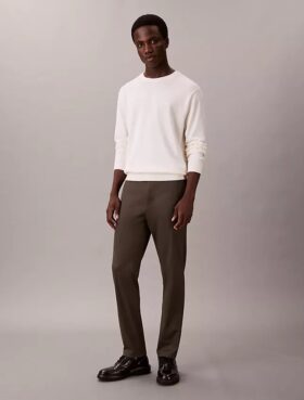 Pantaloni chino slim conici din satin de bumbac