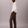 Pantaloni chino slim conici din satin de bumbac Pantaloni chino slim conici din satin de bumbac