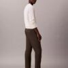 Pantaloni chino slim conici din satin de bumbac Pantaloni chino slim conici din satin de bumbac