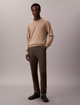 Pantaloni chino slim din satin de bumbac