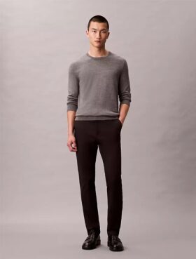 Pantaloni chino slim din satin de bumbac