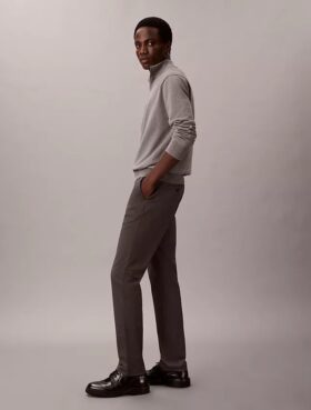 Pantaloni chino slim din satin de bumbac