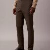 Pantaloni chino slim din satin de bumbac Pantaloni chino slim din satin de bumbac