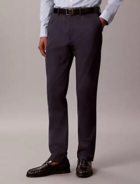 Pantaloni chino slim din satin de bumbac
