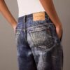 Pantaloni croiți cu imprimeu Denim Pantaloni croiți cu imprimeu Denim