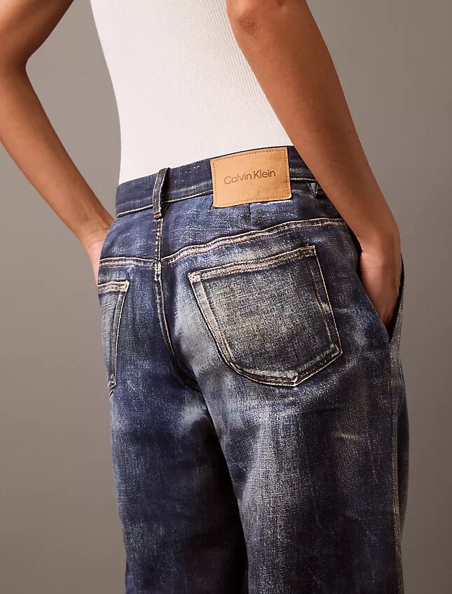 Pantaloni croiți cu imprimeu Denim Pantaloni croiți cu imprimeu Denim