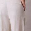 Pantaloni croiți cu picior larg din amestec de in Pantaloni croiți cu picior larg din amestec de in