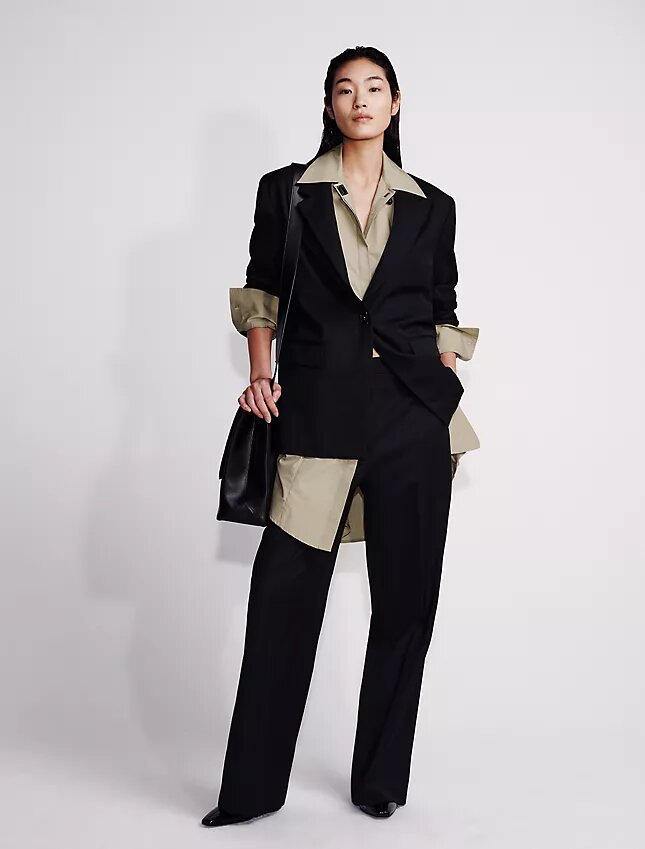 Pantaloni croiți din amestec de lână Pantaloni croiți din amestec de lână