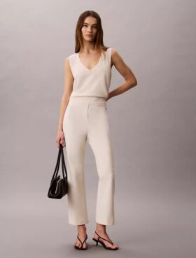 Pantaloni croiți, evazați, din țesătură Ponte