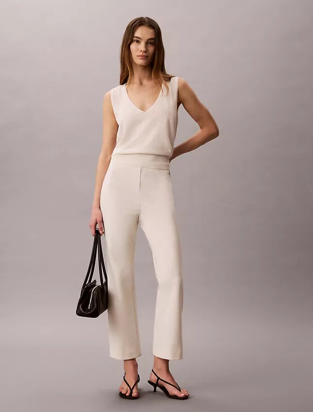 Pantaloni croiți, evazați, din țesătură Ponte Pantaloni croiți, evazați, din țesătură Ponte