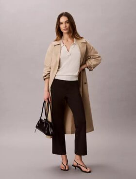 Pantaloni croiți, evazați, din țesătură Ponte
