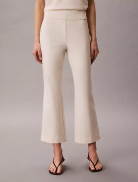 Pantaloni croiți, evazați, din țesătură Ponte