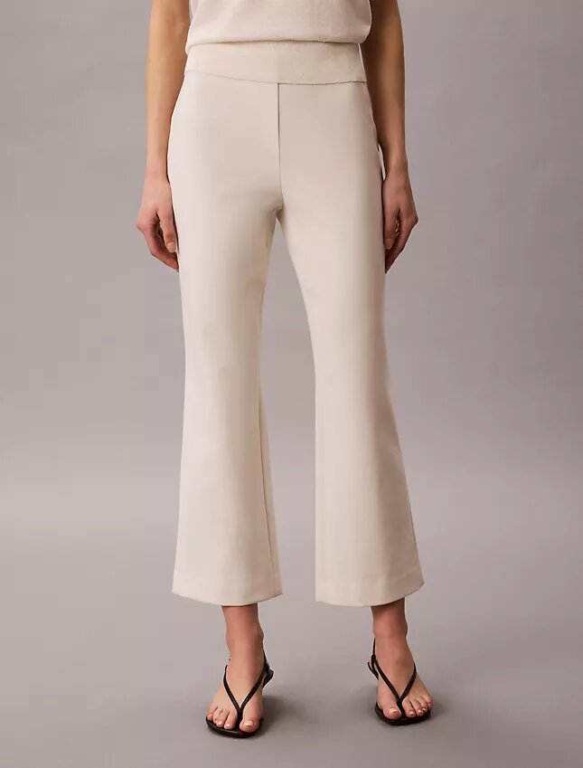 Pantaloni croiți, evazați, din țesătură Ponte Pantaloni croiți, evazați, din țesătură Ponte