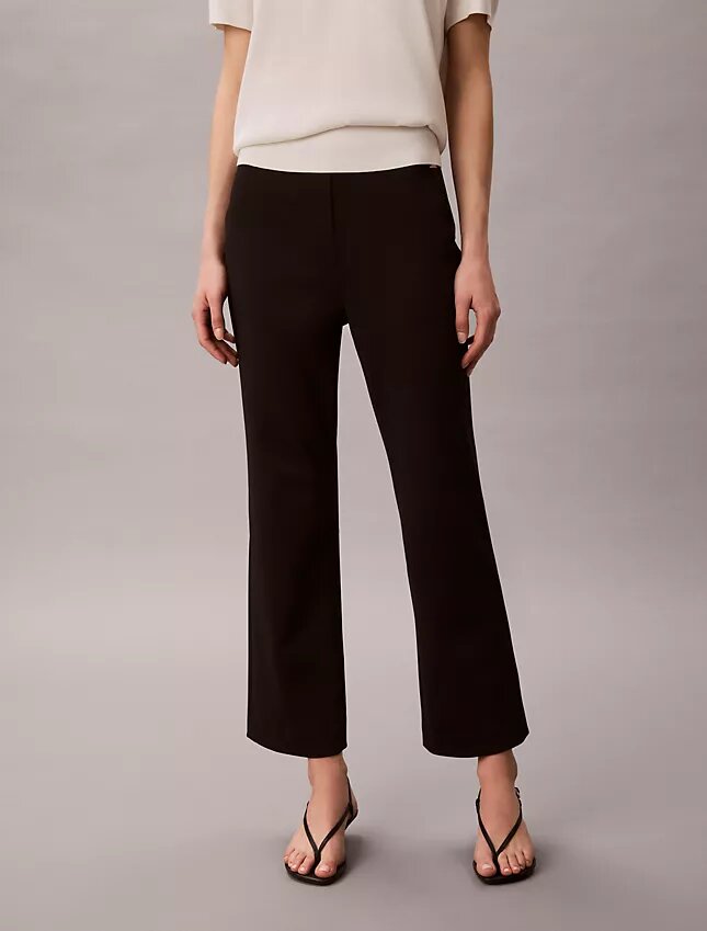 Pantaloni croiți, evazați, din țesătură Ponte Pantaloni croiți, evazați, din țesătură Ponte