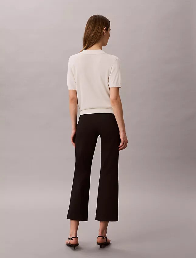 Pantaloni croiți, evazați, din țesătură Ponte Pantaloni croiți, evazați, din țesătură Ponte