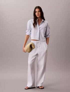 Pantaloni cu talie elastică din tifon dublu