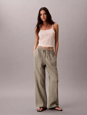 Pantaloni cu talie elastică din tifon dublu